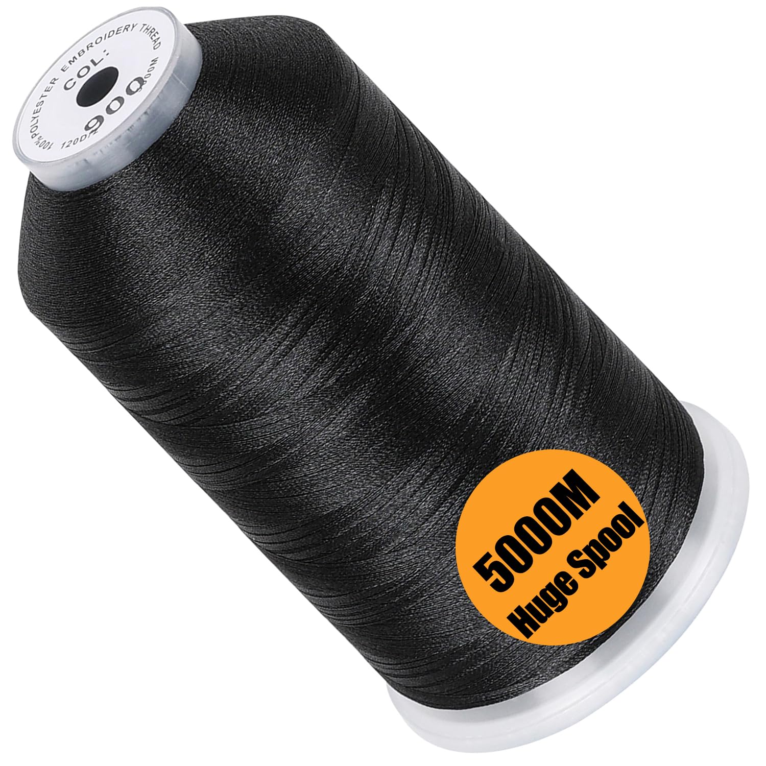 New brothread 5000M Huge Spool Embroidery Machine Thread - Black | Single Spool,