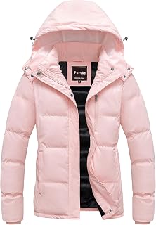 Pursky Women's Warm Winter Thicken Coat Waterproof Cropped Jackets Parka With Removable Hood
