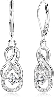 ALEXCRAFT Drop Sterling Silver 925 Dangle Earrings for Women Dangle Cubic Zirconia Leverback Long Hanging Earring Jewelry Gift