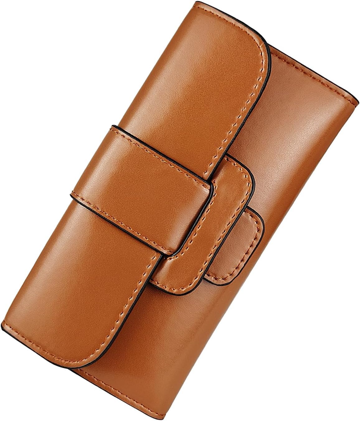 Long Women's Wallets, Snap Button Slim Wallet with Detachable Separate Card Slot