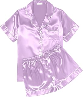 Ekouaer Women's Pyjamas Silk Soft Sleepwear Short Sleeve Button-Down Pjs, Satin Top and Shorts, Lounge Set 2 Pieces S-XXL