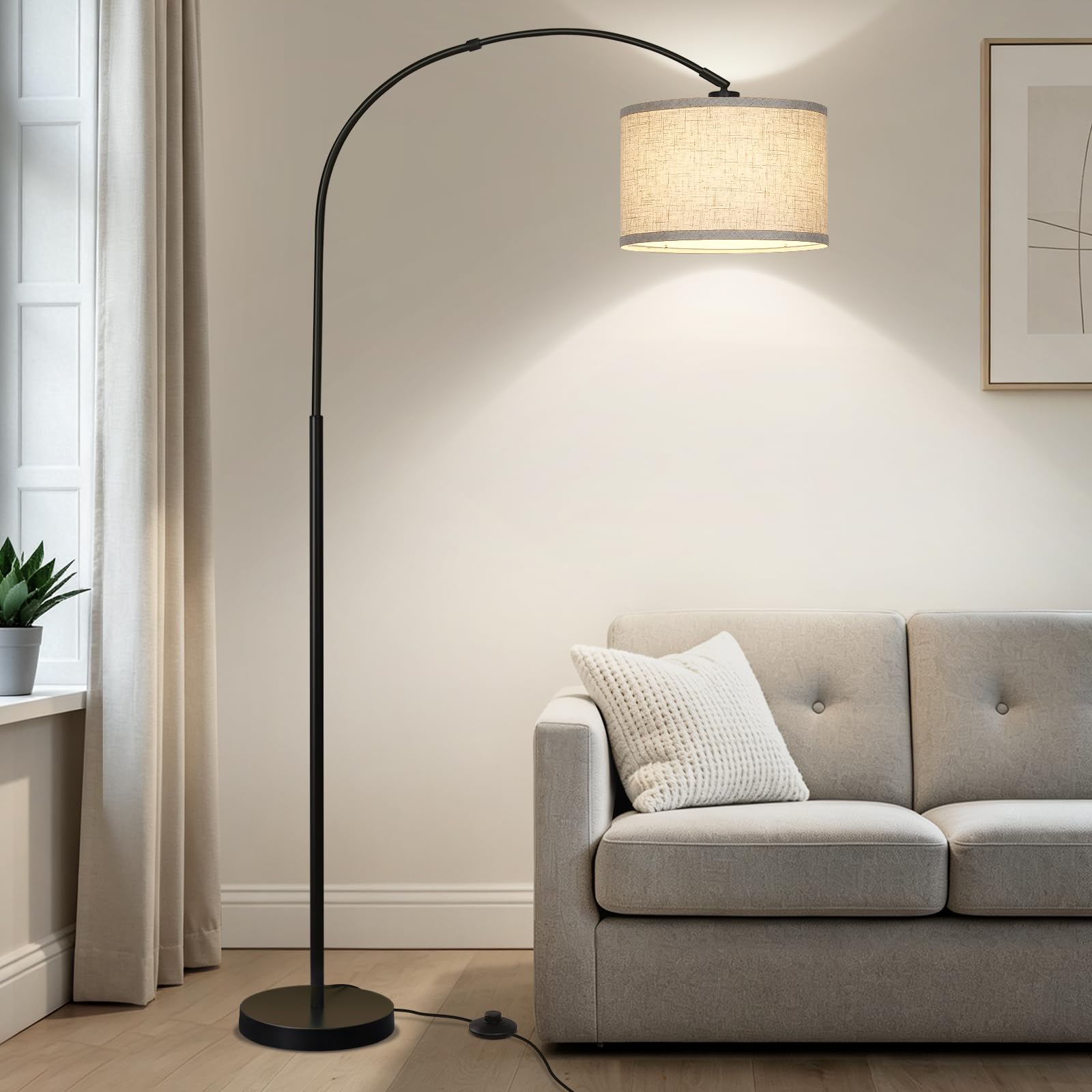 Seaside village Arc Floor Lamps for Living Room, Modern Standing Lamp with Adjus