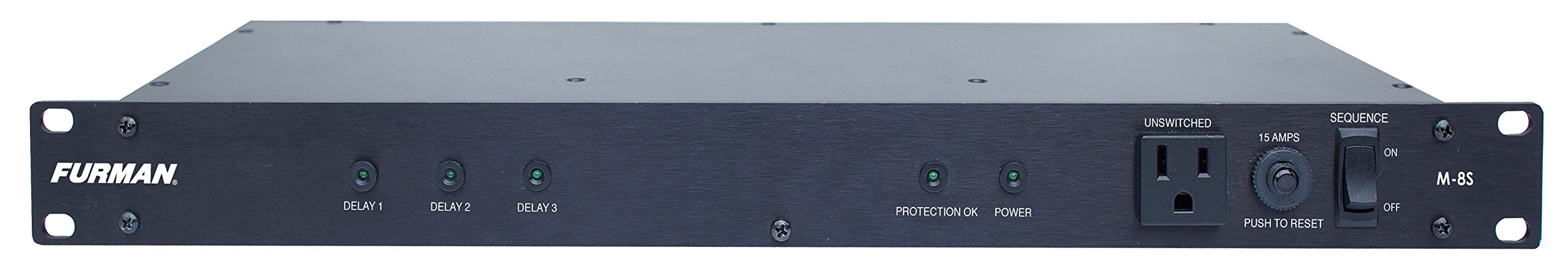 Furman M-8S Power Sequencer with 9 Outlets - Rackmountable Design - Black | Meri