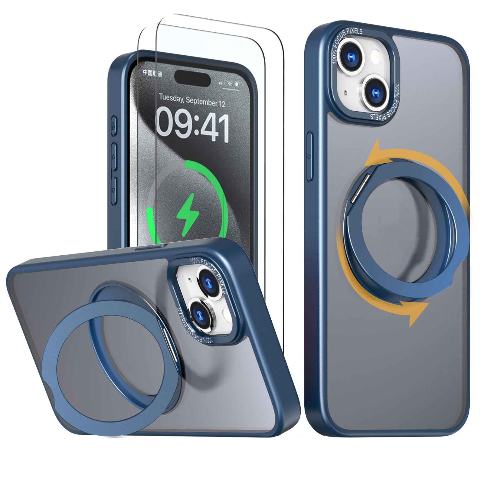 【Includes 2 Tempered Glass Screen Protectors】HCXLYP iPhone 14 Case, iPhone 13 Co