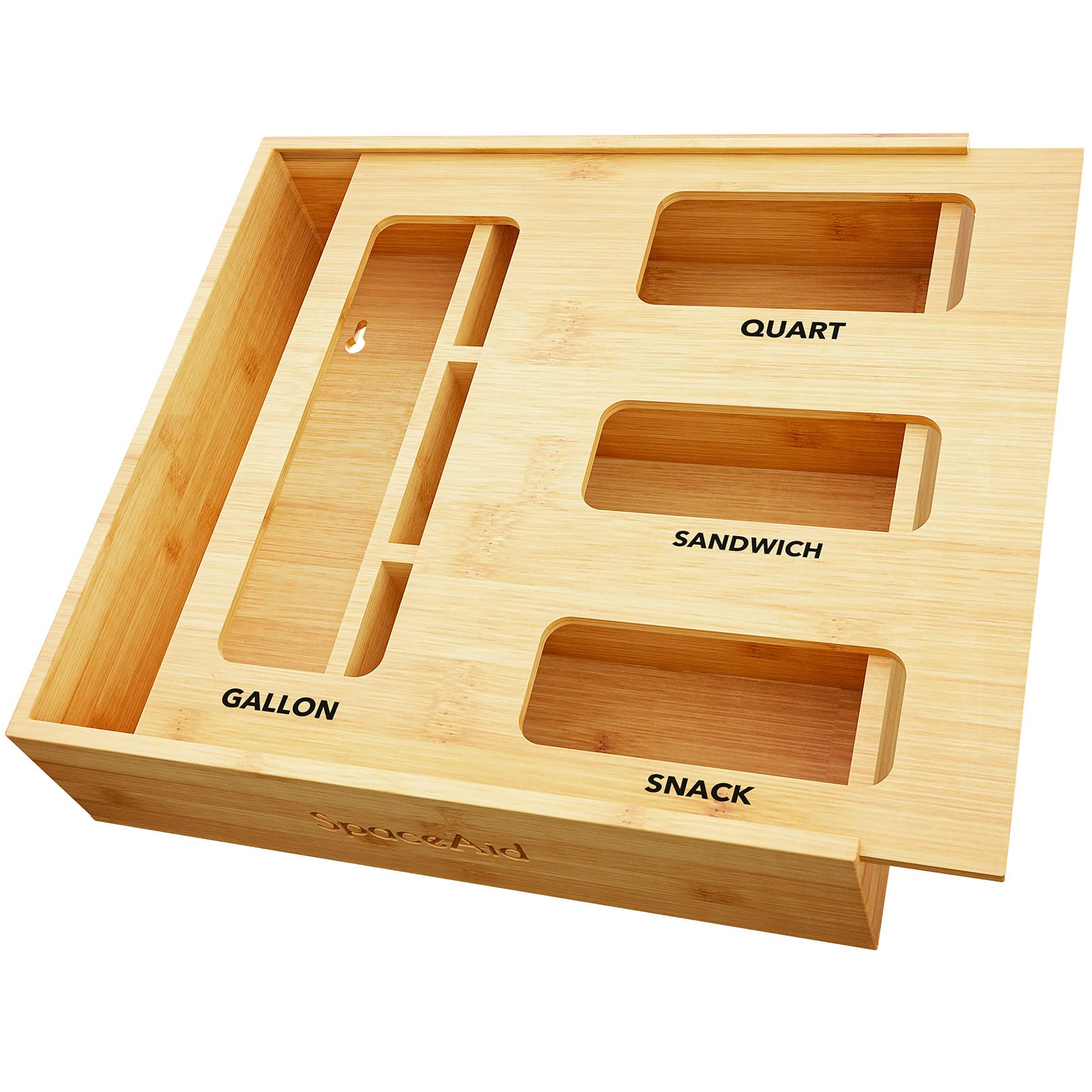 SpaceAid Bag Storage Organizer for Kitchen Drawer, Bamboo Organizer, Compatible 