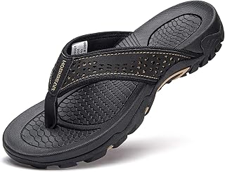 GUBARUN Men's Sports Flip Flops Comfortable Casual Thong Sandals Outdoor, black1, 7.5 D（M）