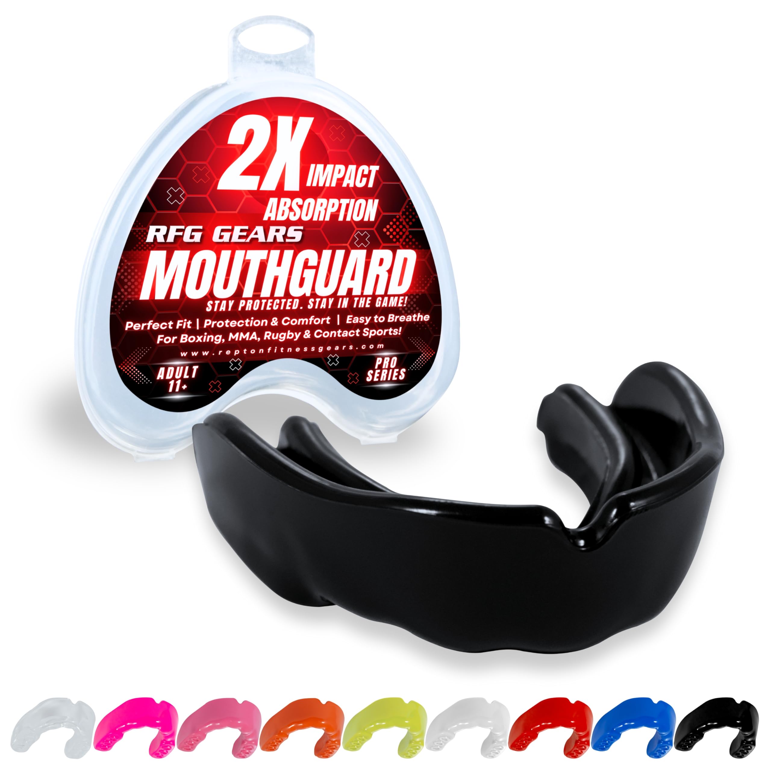 Mouthguard, Adult and Junior Gum Shield Slim Fit with Case for Boxing, Martial A