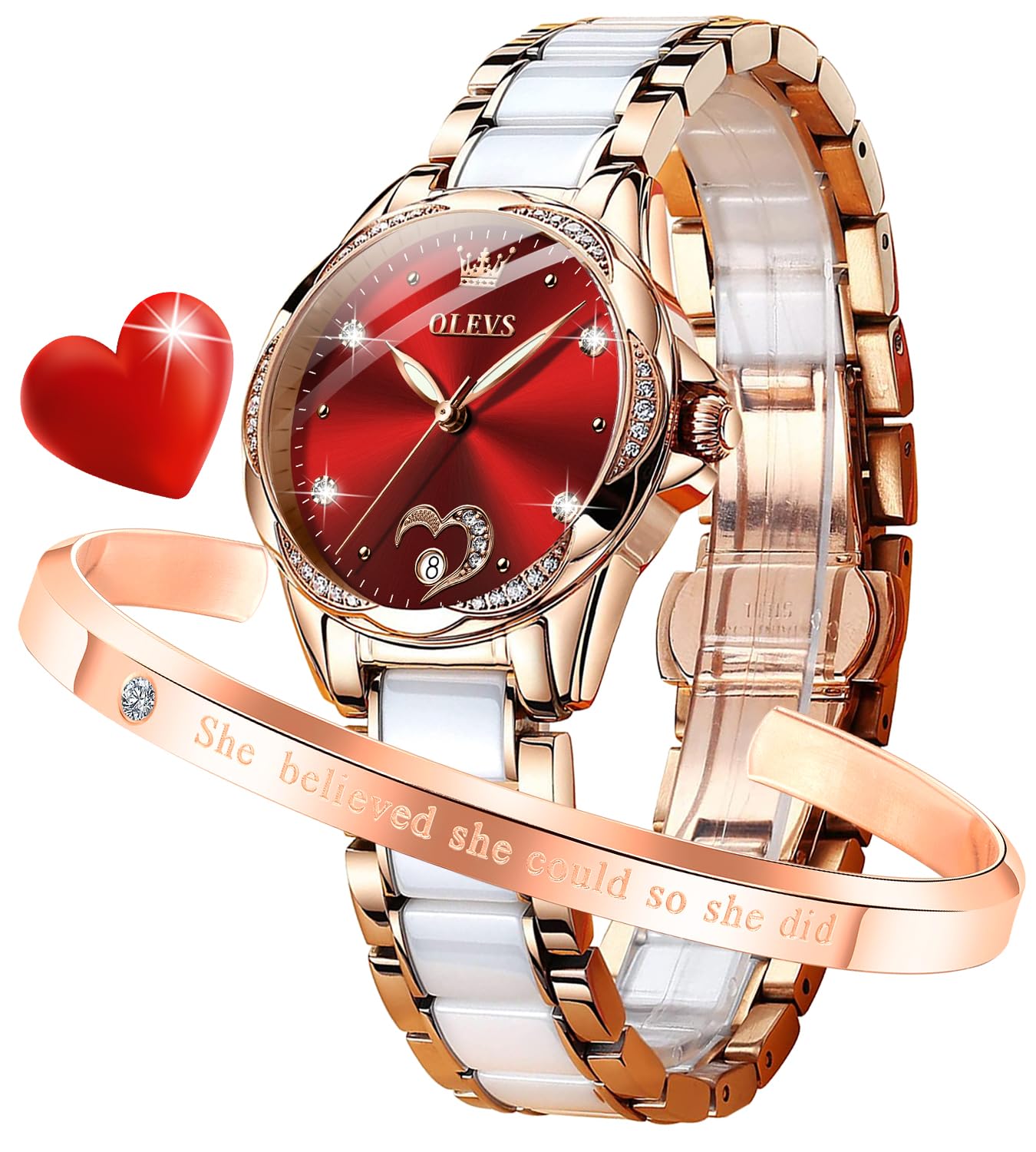 OLEVS Womens Watches Automatic Self Winding Ladies Rose Gold Diamond Watch Luxur