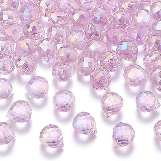 100pcs 10.5x8mm Faceted Clear Glass Teardrop Charms Pendants for DIY Jewelry Making Bracelet Necklace Earrings Crafts Bag Keychain