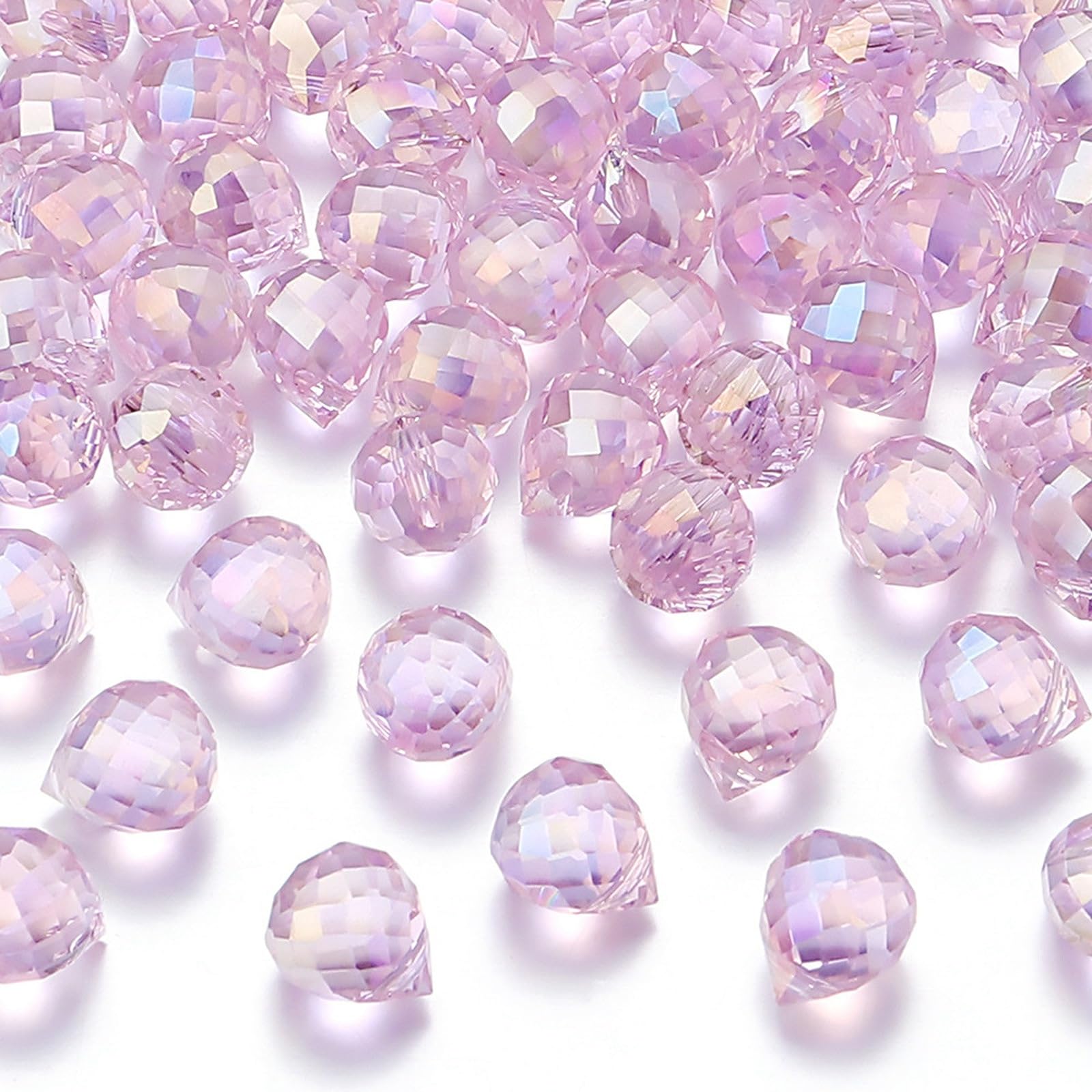 100pcs 10.5x8mm Faceted Clear Glass Teardrop Charms Pendants for DIY Jewelry Mak