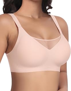 Damen Nahtloser BH Ohne Bügel Mit Modischer Mesh Glatter Weicher Bequemer BH Gepolstert Bustier Bügellos Soft Bra Seamless Bralette T-Shirt