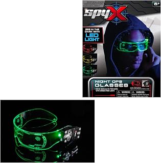 SpyX Night Ops Glasses - Hi-Tech Spy Toy Gadget for Spy Kids Night Mission. Dual LED Lights: White Spotlight & 3-Color Silent Signal Lights. Mission Graphics Etched Into Surface