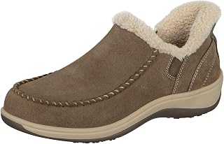 Orthofeet Lorin Fur Moccasin, Women's, Wearable Standing, Hands-Free, Warm, Slip-On, Leather Shoes, Water Repellent, Non-Slip