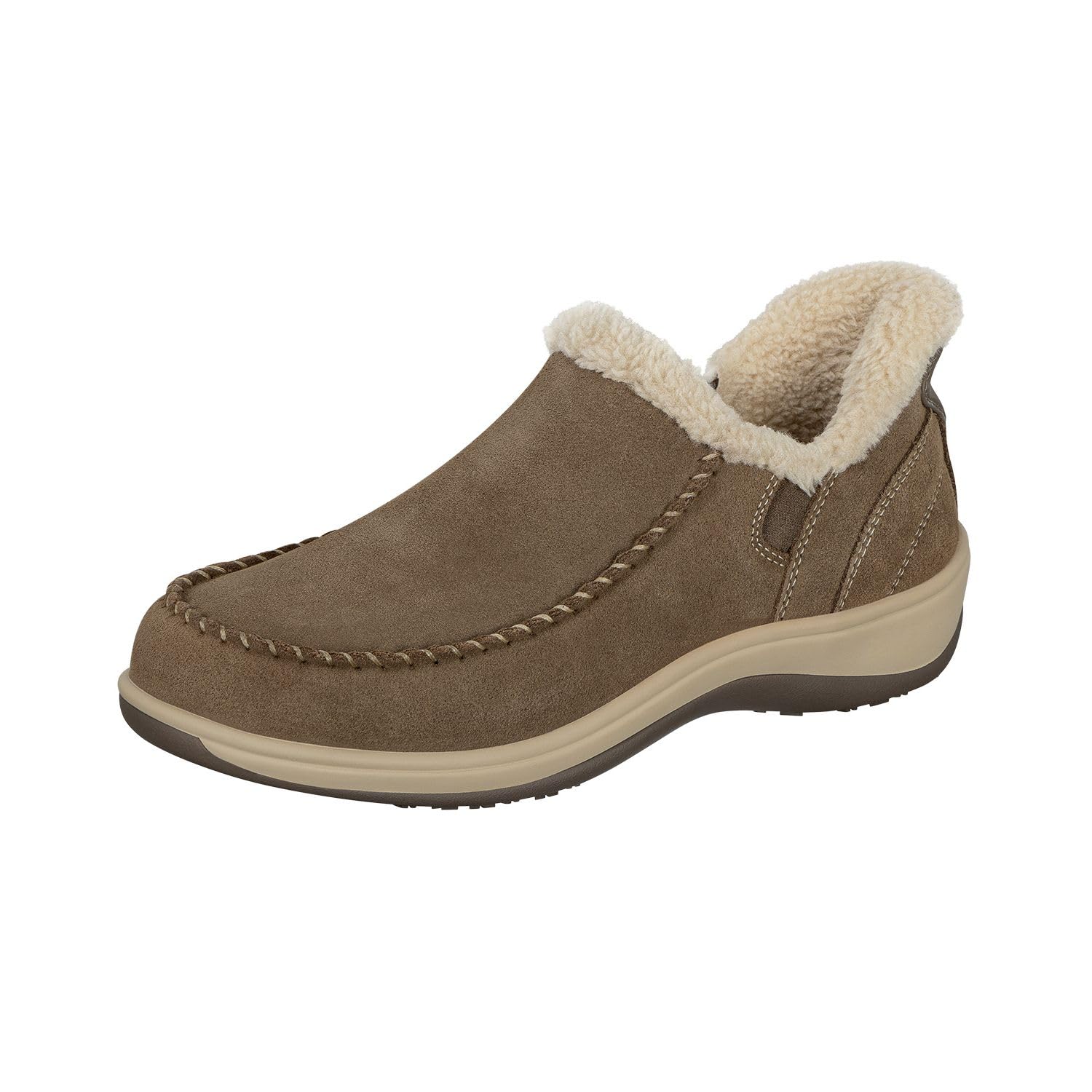 Orthofeet Lorin Fur Moccasin, Women's, Wearable Standing, Hands-Free, Warm, Slip