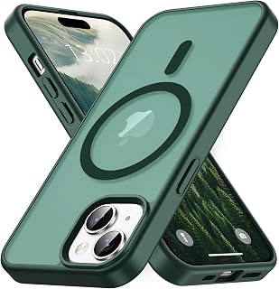 iPhone 13/iPhone 14 Case, MagSafe Compatible, Matte Translucent Magnetic Case, Military Grade (Forest Green)