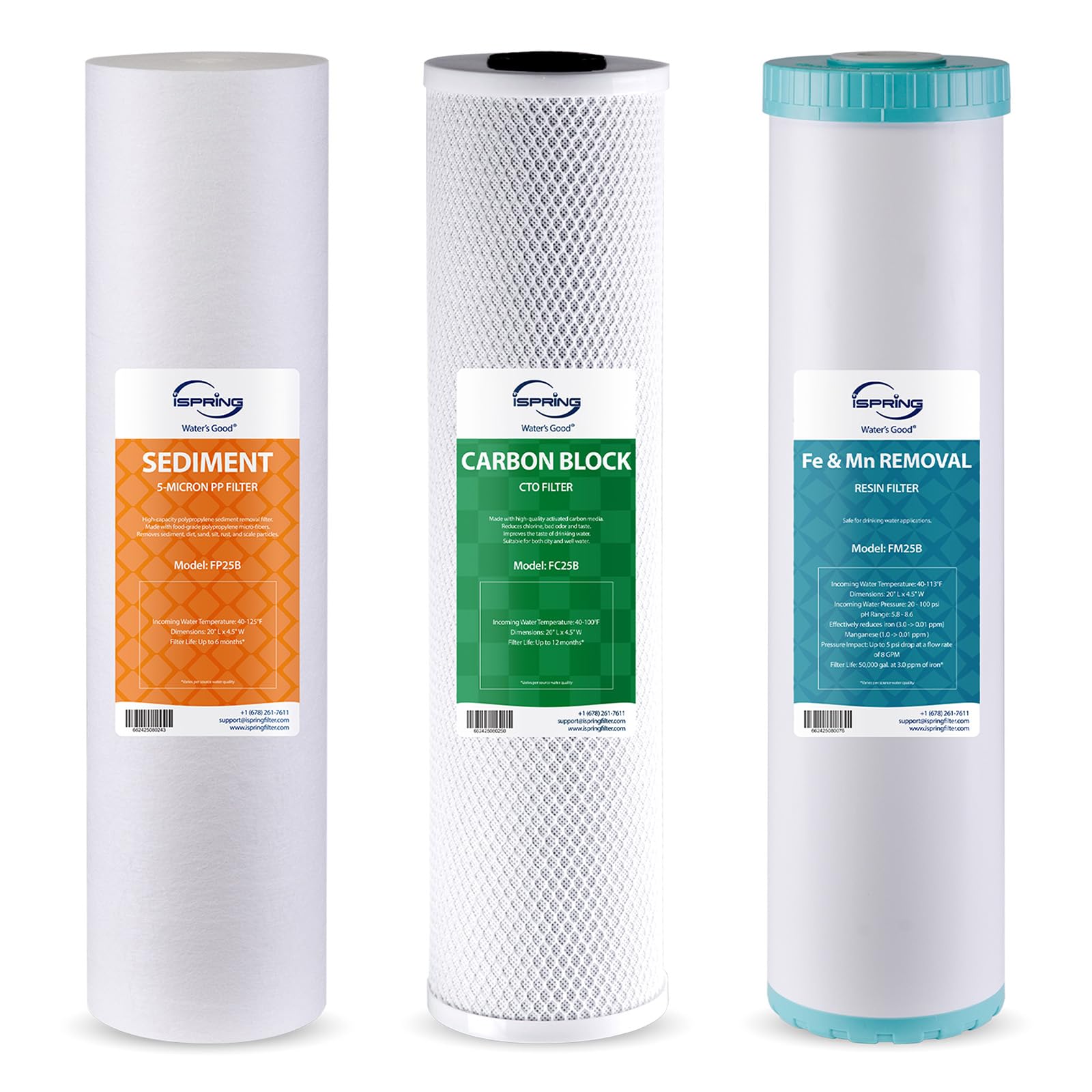 iSpring F3WGB32BM 3-Stage Whole House Water Filter Replacement Pack | Reduces Ir
