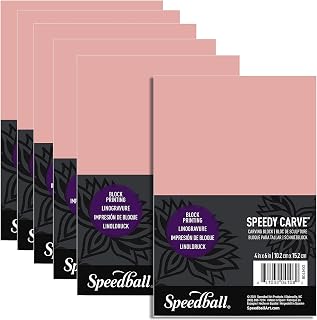 Speedball Speedy-Carve Premium Printmaking Blocks - 4" x 6" Pink Carving Material, Soft &amp; Precise (6-Pack) - Perfect for Custom Stamps, Block Printing &amp; Art Projects