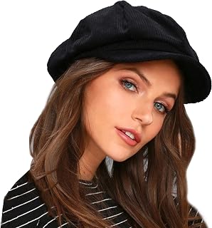 IZUS Women's Corduroy Hat Newsboy Vintage Painters Hat 8 Panels Paperboy Gatsby Cabbie Cap Winter Spring Hats Medium