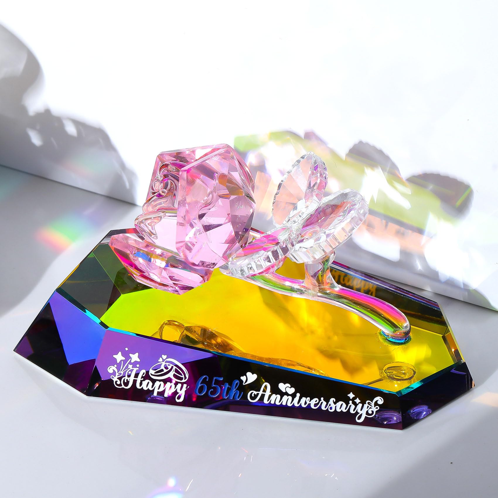 Arikyrist 65th Anniversary Wedding Gifts Crystal Figurine Marriage 65 Years