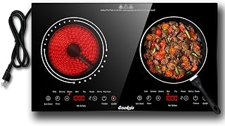 Cooksir 2 Burner Electric Cooktop Total Shard Power 2000W 110v | 24 Inch Built-in & Countertop Electric Stovetop, Two Burner Ceramic Stove with Safety Lock, Timer, 120V Plug in Portable