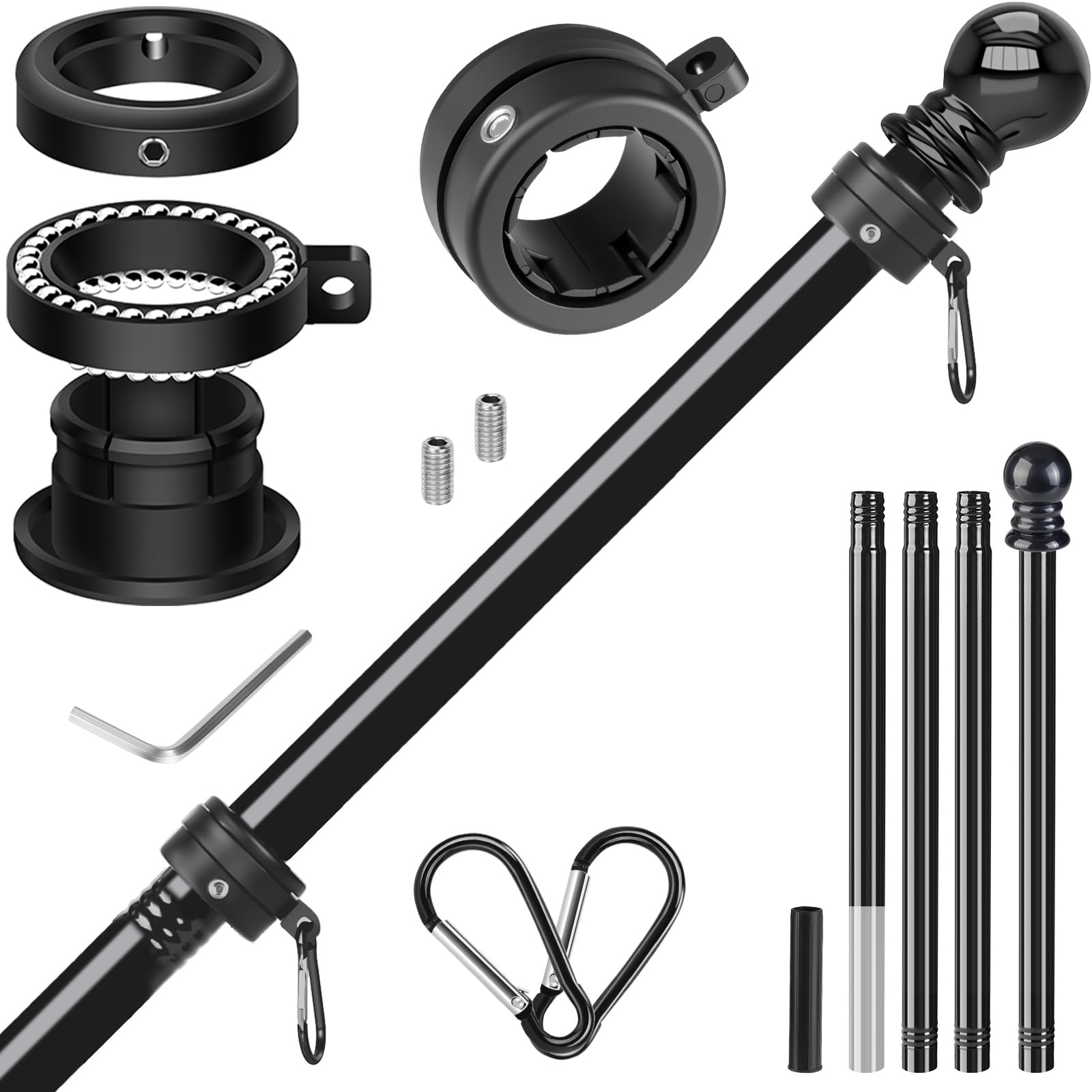 Haoridul Flag Pole for Outside House, Heavy Duty Metal Flagpole for Residential,