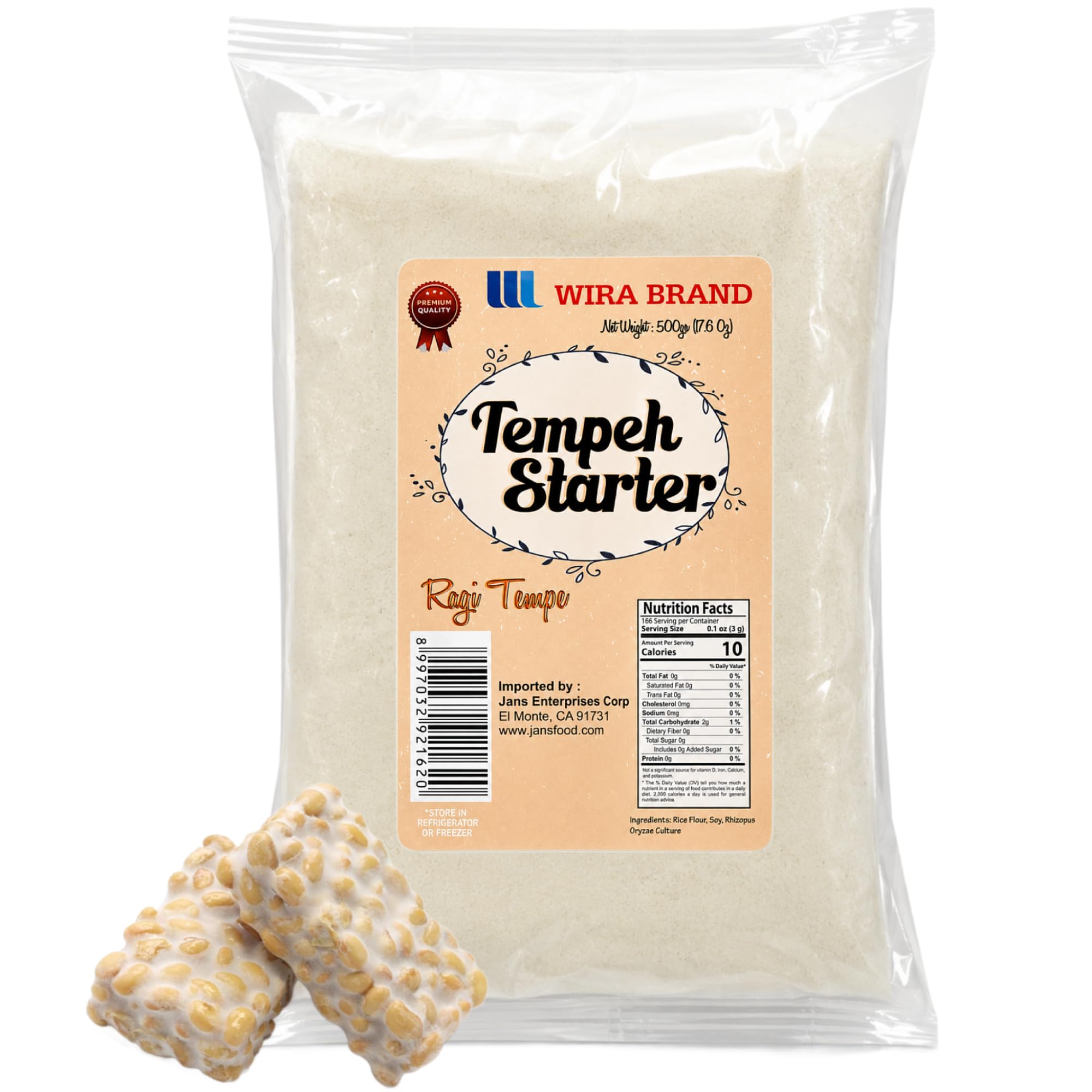Wira Tempeh Starter with Rhizopus Spores (Ragi Tempe) 17.50 ounce - High Protein