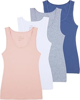 Comfneat Women's 4-Pack Slim-Fit Vests Casual Tanks Comfy Undershirts