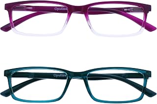 Opulize See – Blue Light Filter Glasses Narrow Frame Spring Hinges Improve Sleep Gaming Computer Anti-Glare Men and Women B9, Purple / Turquoise