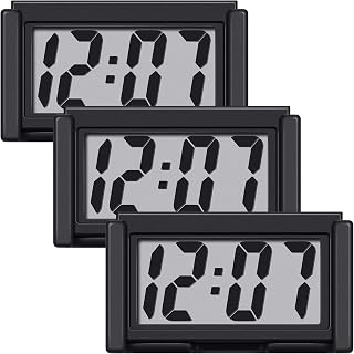 Frienda 3 Pieces Mini Small Digital Clock Stick On,Black | Battery Operated Adhesive Backing, For Car Dashboard Fridge Vehicle, LCD Display Stick on Design, Compact Easy Installation