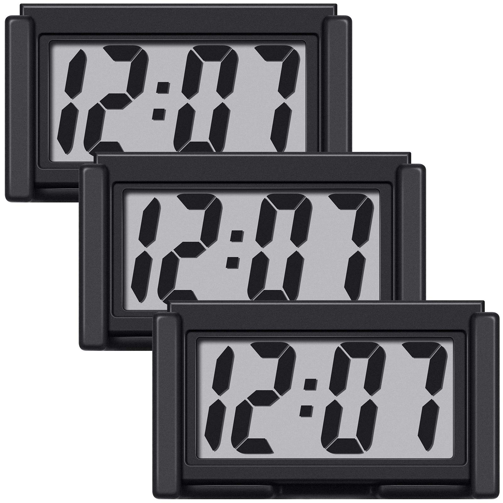 Frienda 3 Pieces Mini Small Digital Clock Stick On,Black | Battery Operated Adhe