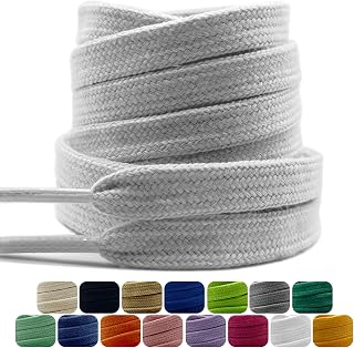 2 Pairs of Cotton Shoelaces Flat Wide 9 mm Tear-Resistant Shoelaces for Sneakers, Sports Shoes, Sneakers, Premium Replacement Shoelaces