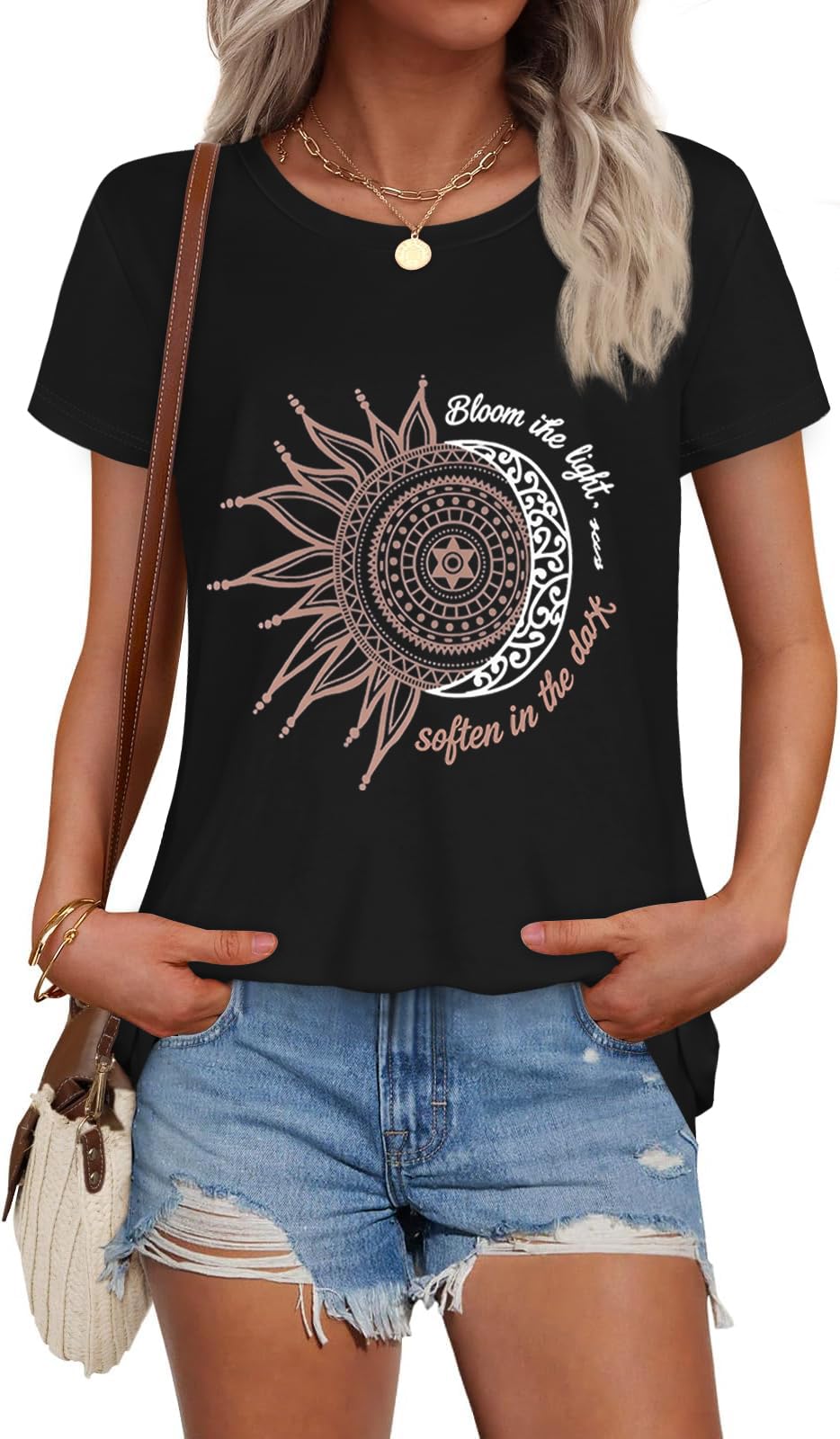 Women Summer Short Sleeve Round Neck T Shirts Casual Cute Basic Graphic