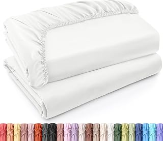 Utopia Bedding Set of 2 Double Fitted Sheets Queen - White - Brushed Microfibre - Fitted Sheet with Elasticated Corners