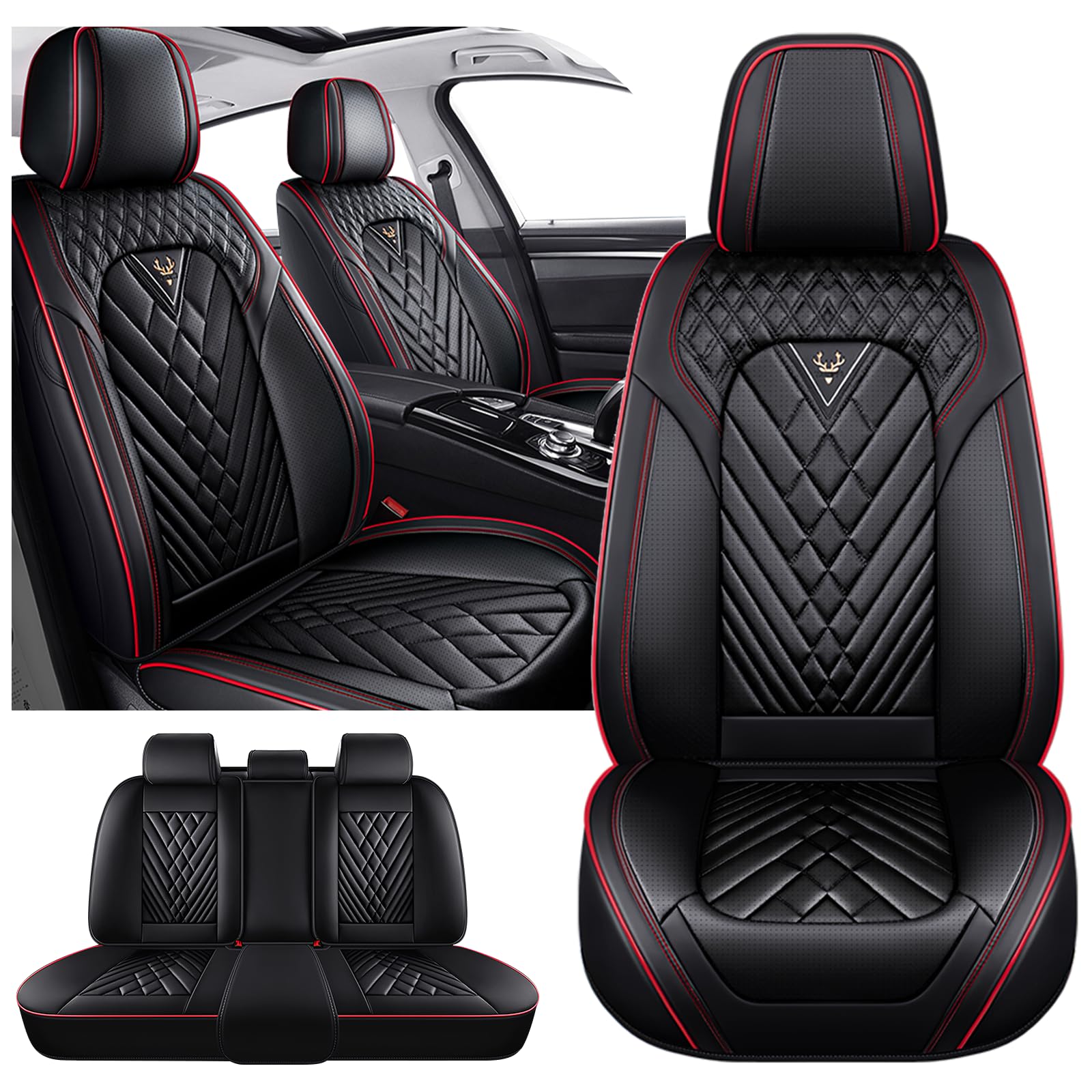 Car Seat Covers for Dodge Ram 1500 2002-2026, Waterproof Nappa Leather Car Seat 