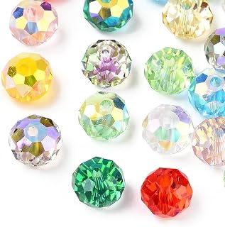 50pcs 8mm Crystal Glass Beads AB Color Plated Clear Crystal Glass Beads for Jewelry Making Suncatchers Bracelets Necklaces