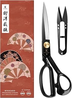 BVEKADO Professional 9inch Fabric Scissors, Dressmaking Upholstery Scissors | High Carbon Steel Material, Right-Handed Use, Ergonomic Rubber Handed Holder, Best for Cutting Fabric, Leather, Jeans, Etc..