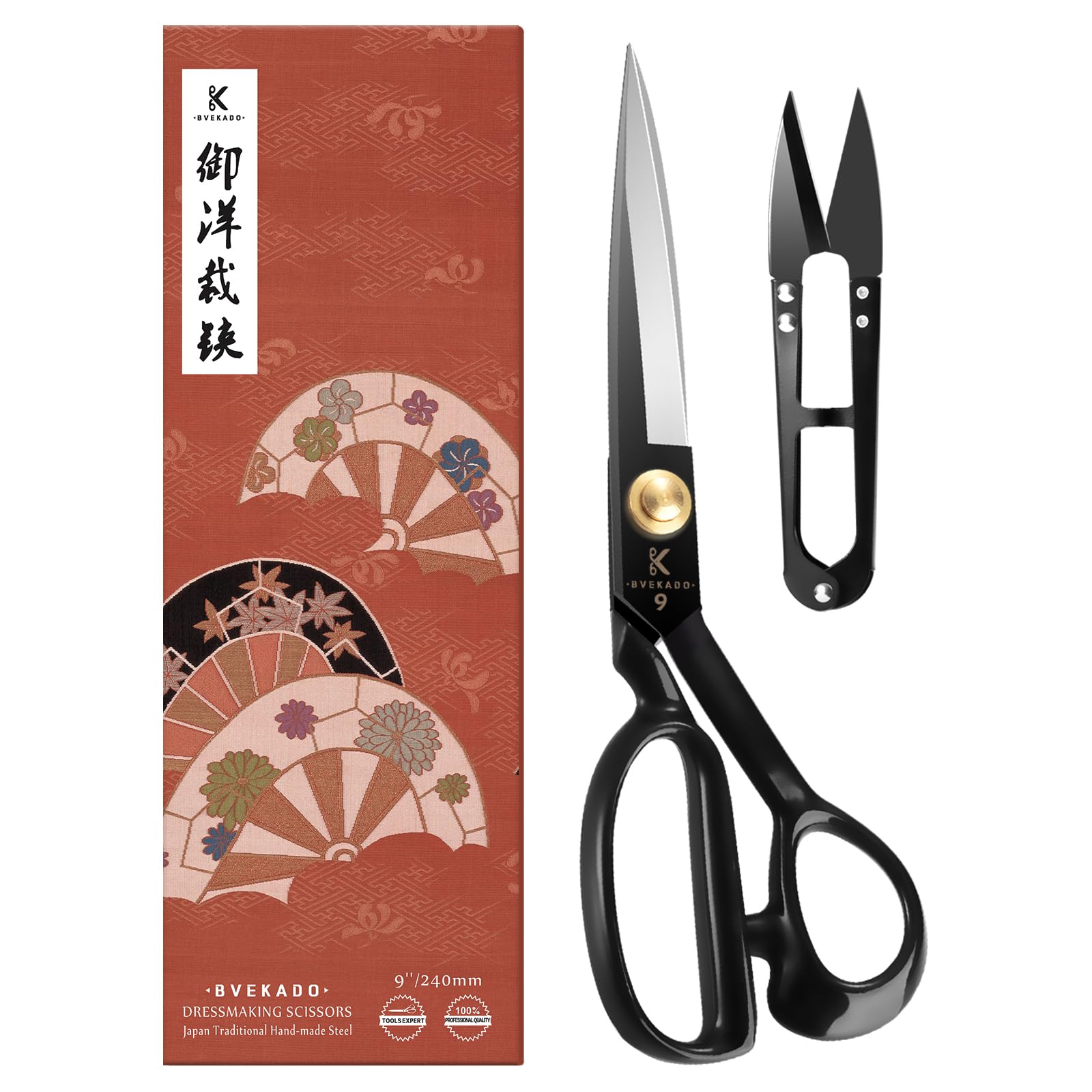 BVEKADO Professional 9inch Fabric Scissors, Dressmaking Upholstery Scissors | Hi