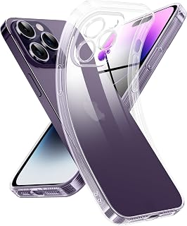 Supdeal Transparent Case for iPhone 14 Pro, Never Yellow with Camera Protection, Ultra Thin and Lightweight Transparent Silicone Cover, 6.1 Inch, Transparent