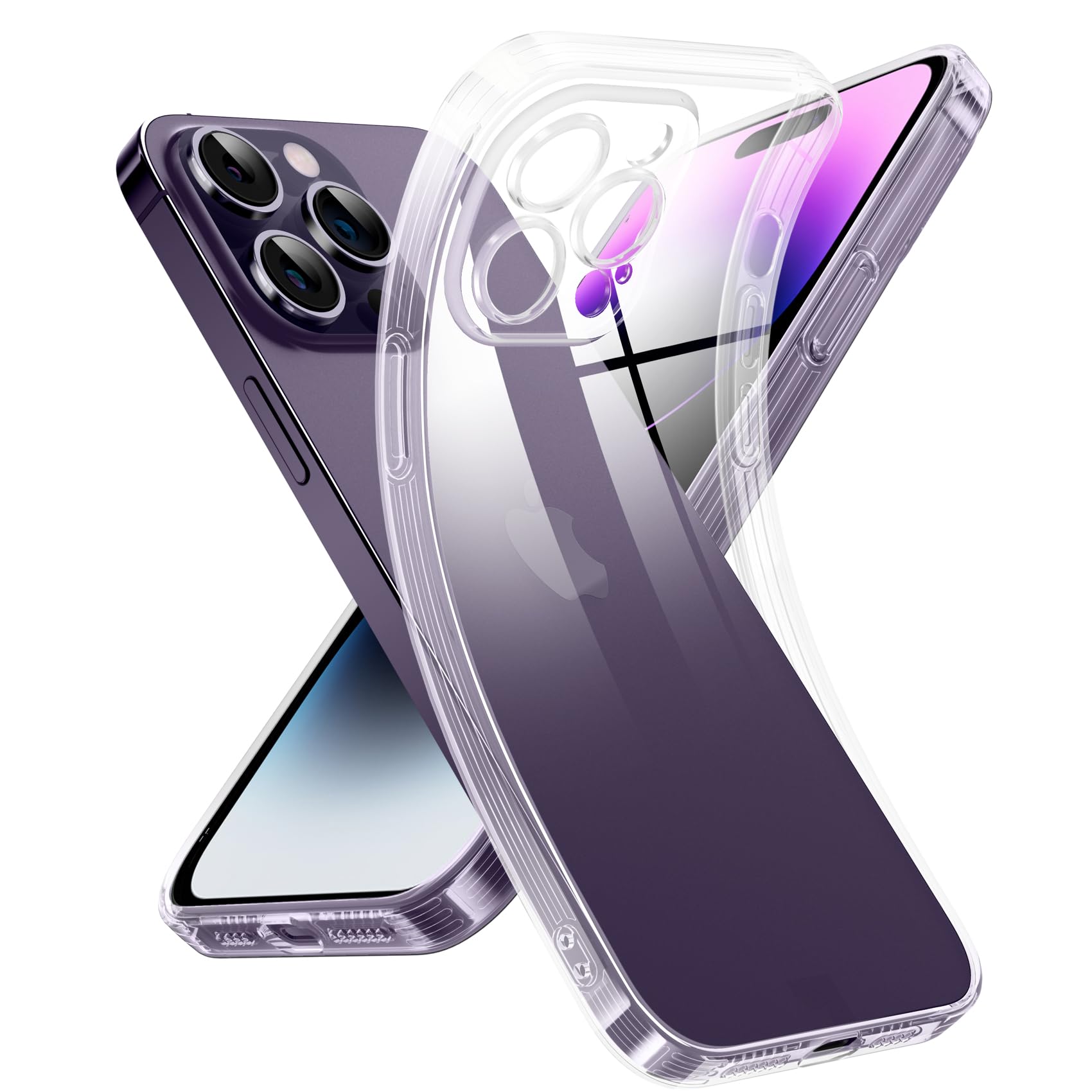 Supdeal Transparent Case for iPhone 14 Pro, Never Yellow with Camera Protection,