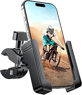 Miracase Bike Motorcycle Phone Holder, [1s Quick Lock] Bicycle Phone Mount Handlebar Cell Phone Clamp for Scooter, Compatible with iPhone Samsung Google