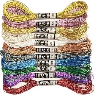 11 Pcs Cross Stitch Thread Embroidery Threads Glitter Embroidery Floss Stitch Cotton Floss 8 Yards Embroidery Yarn Sewing Skeins Crafts Knitting