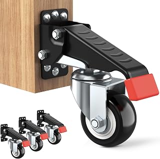 SPACEKEEPER Workbench Casters kit 660 Lbs- Retractable Casters, 4 Pack | Heavy Duty Bench Caster Wheels Side Mounted Retractable Workbench Wheels Designed for Workbenches Machinery & Tables