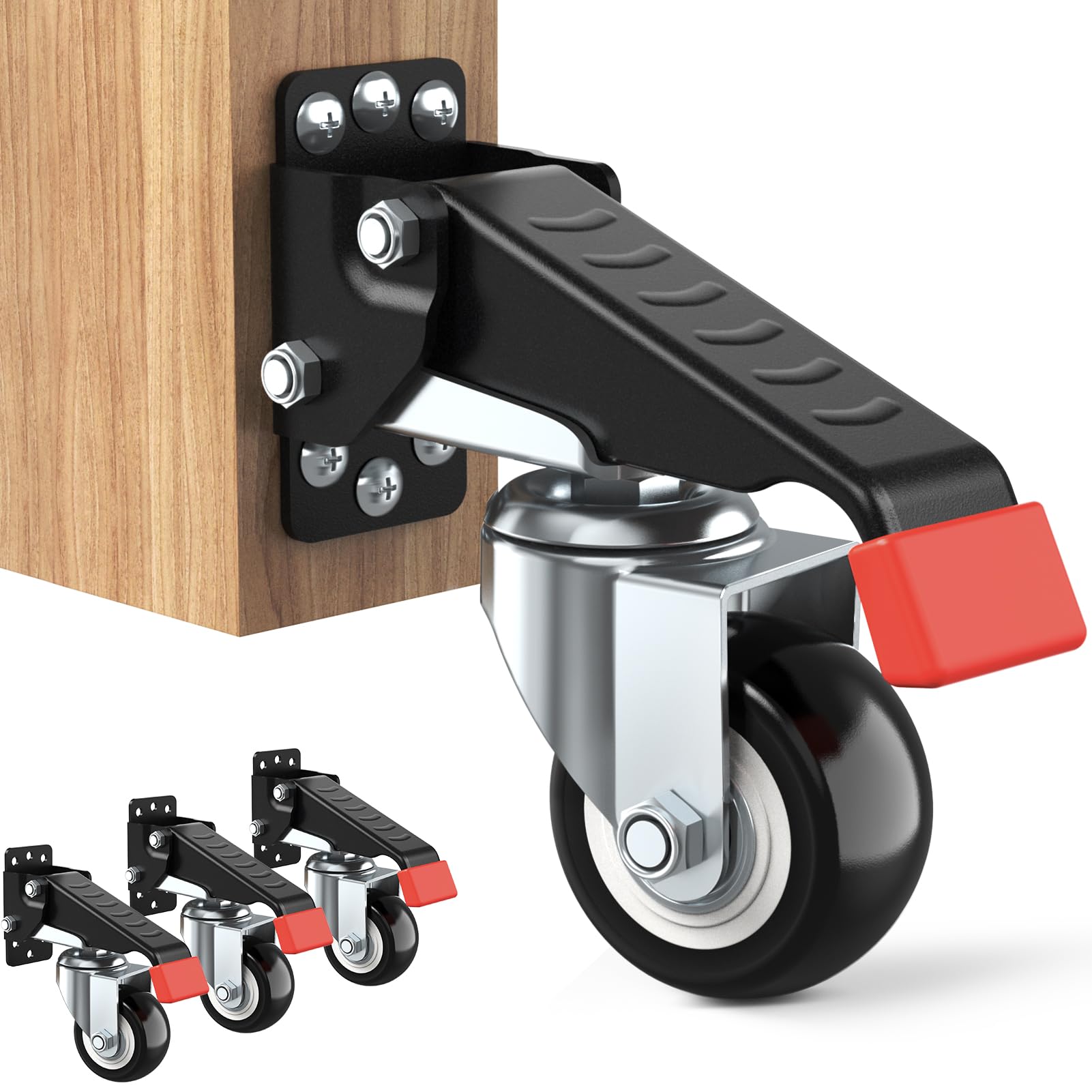 SPACEKEEPER Workbench Casters kit 660 Lbs- Retractable Casters, 4 Pack | Heavy D