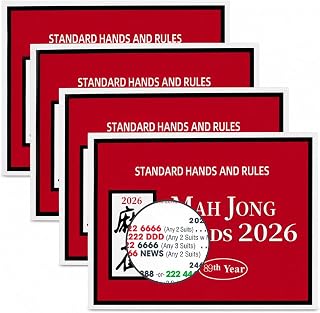 GLEFLE Mahjong Rule Cards 2026 Version - Large Print & Easy to Read, 4 Pack (Red)