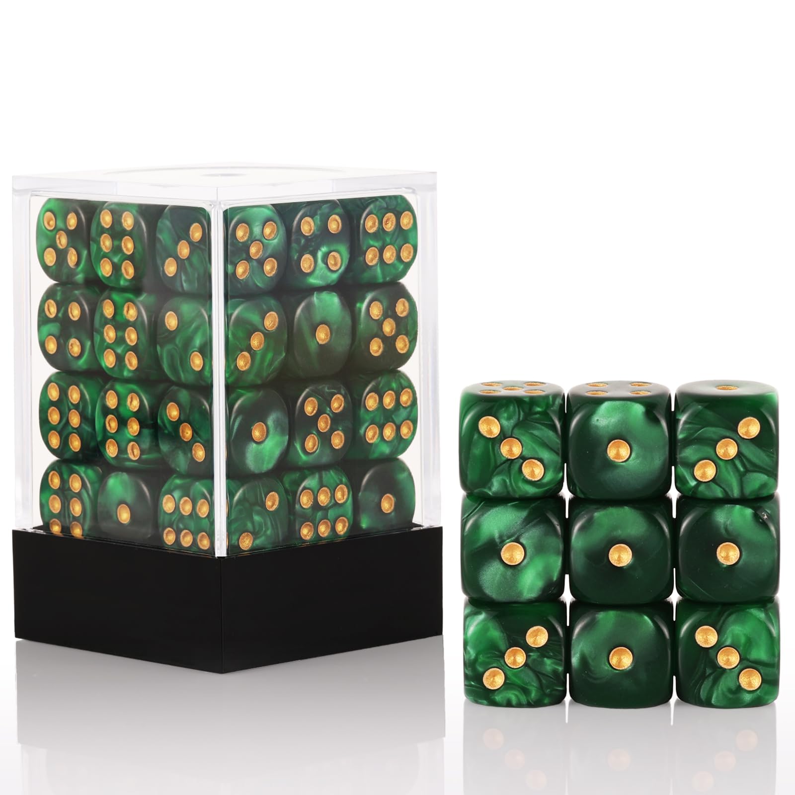 36 of Pack 12MM 6 Sided MINI Dice Set,Pearl Pattern Game Dice Set, 6 Sided Stand