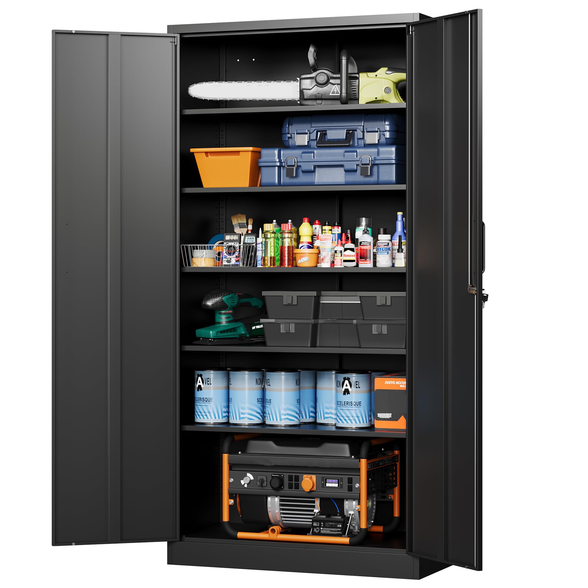 Letaya Metal Garage Storage Cabinets with Lock-72 Tall Tool Organizer Steel Lock