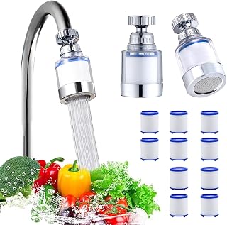 KASESS 2 Pcs Water Faucet Filters + 10 Cartridges, 360 Degree Rotating Tap Filter, Hard Water Filter for Home Shower and Bathroom