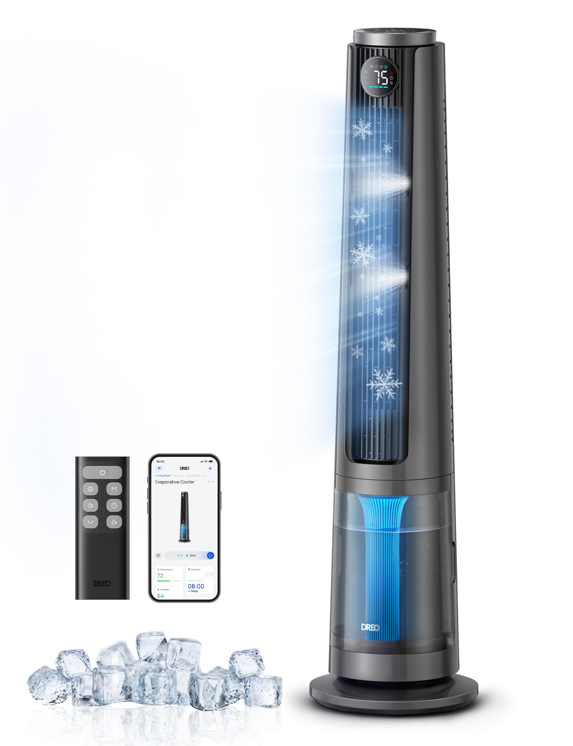 DREO TurboCool Misting Fan 765S, Fans that Blow Cold Air, 10°F Cooling Fan | 34f