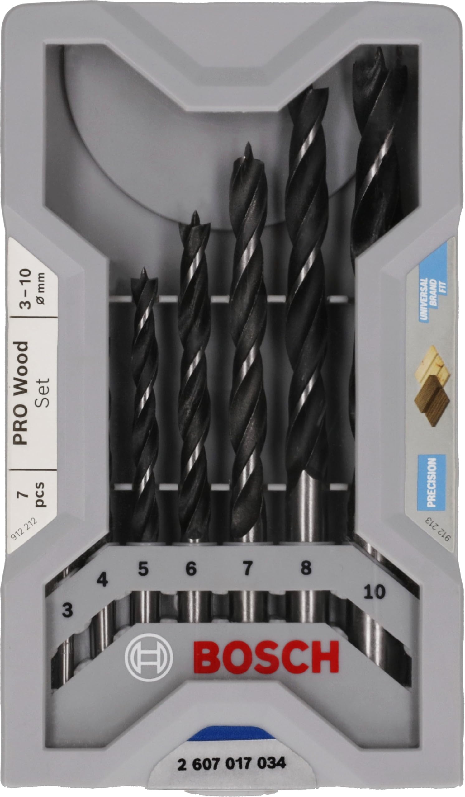 Bosch 7x PRO Wood Brad Point Drill Bit Set | for Softwood, Hardwood, Ø 3,00, 4,0