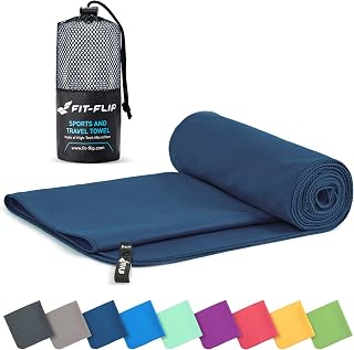 Fit-Flip Microfibre Towel in All Colours and Sizes, Lightweight, Sports and Travel Towel, Quick Drying Bath Towel, Large